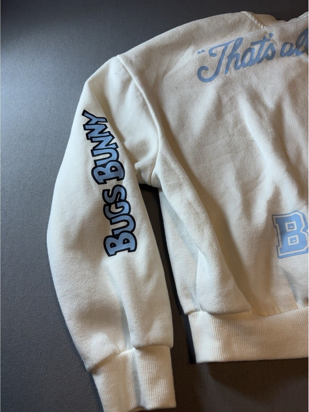 Looney Tunes Max Bugs Bunny Cropped College Button Up Sweater Women’s Small - Picture 13 of 15